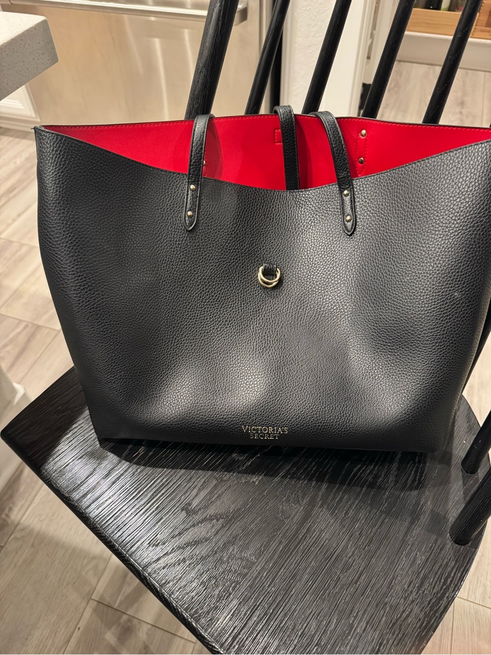 Victoria's Secret Black Tote with Red Interior